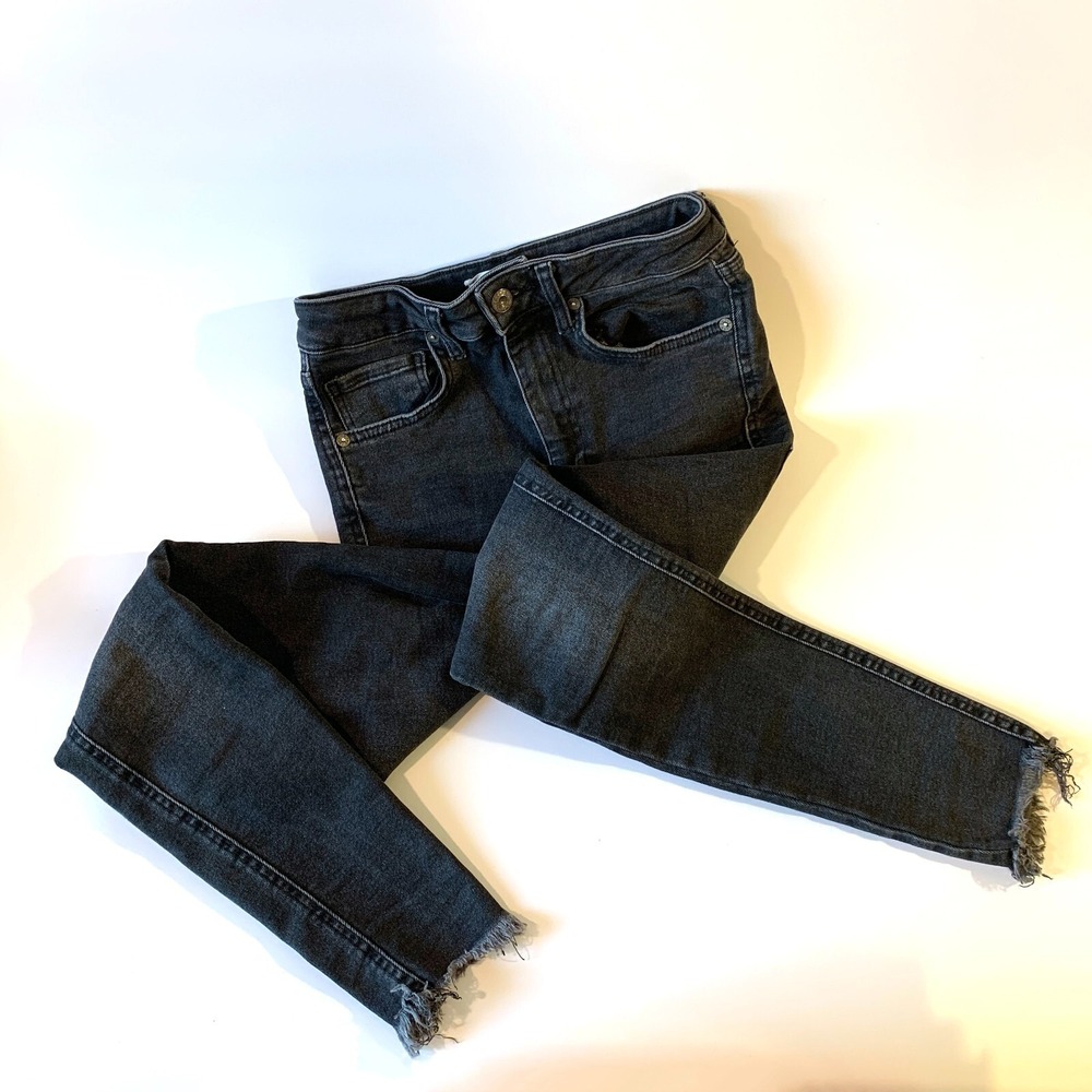 Women's We The Free Skinny Jeans/Jeggings Frayed Cuffs Black Sz 26‎ Stretch